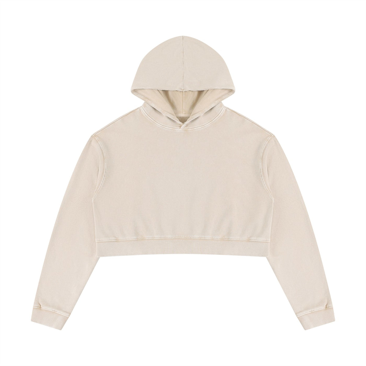 Hoodie crop top femme délavé abricot clair original, vue de face à plat