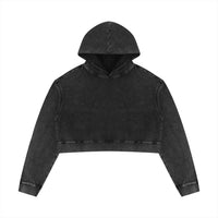 Hoodie crop top femme délavé noir original, vue de face à plat