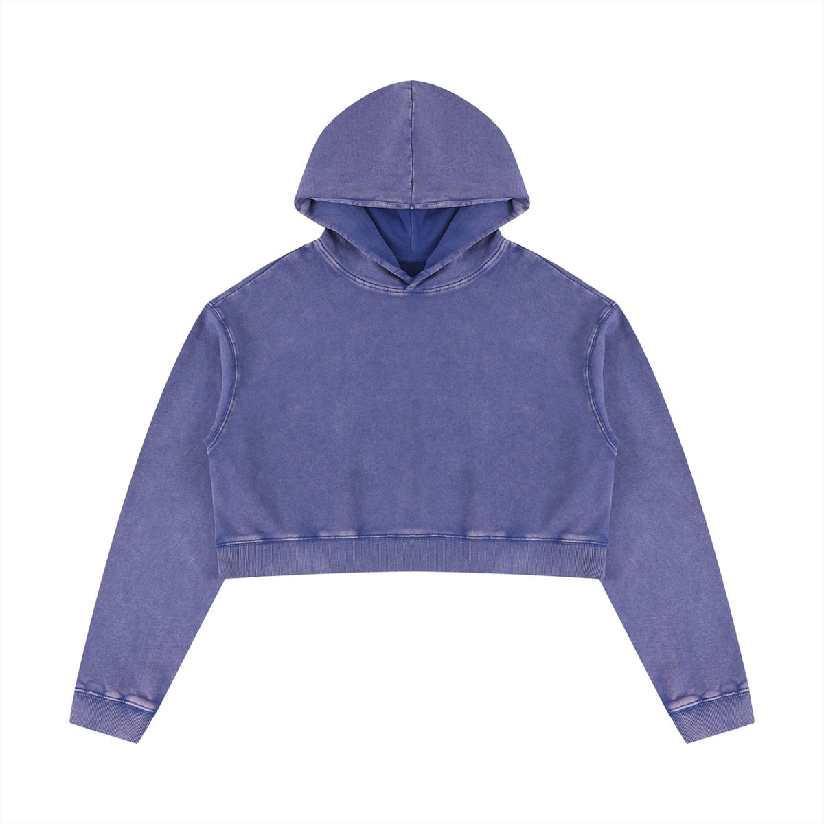 Hoodie crop top femme délavé violet brume original, vue de face à plat