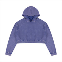 Hoodie crop top femme délavé violet brume original, vue de face à plat