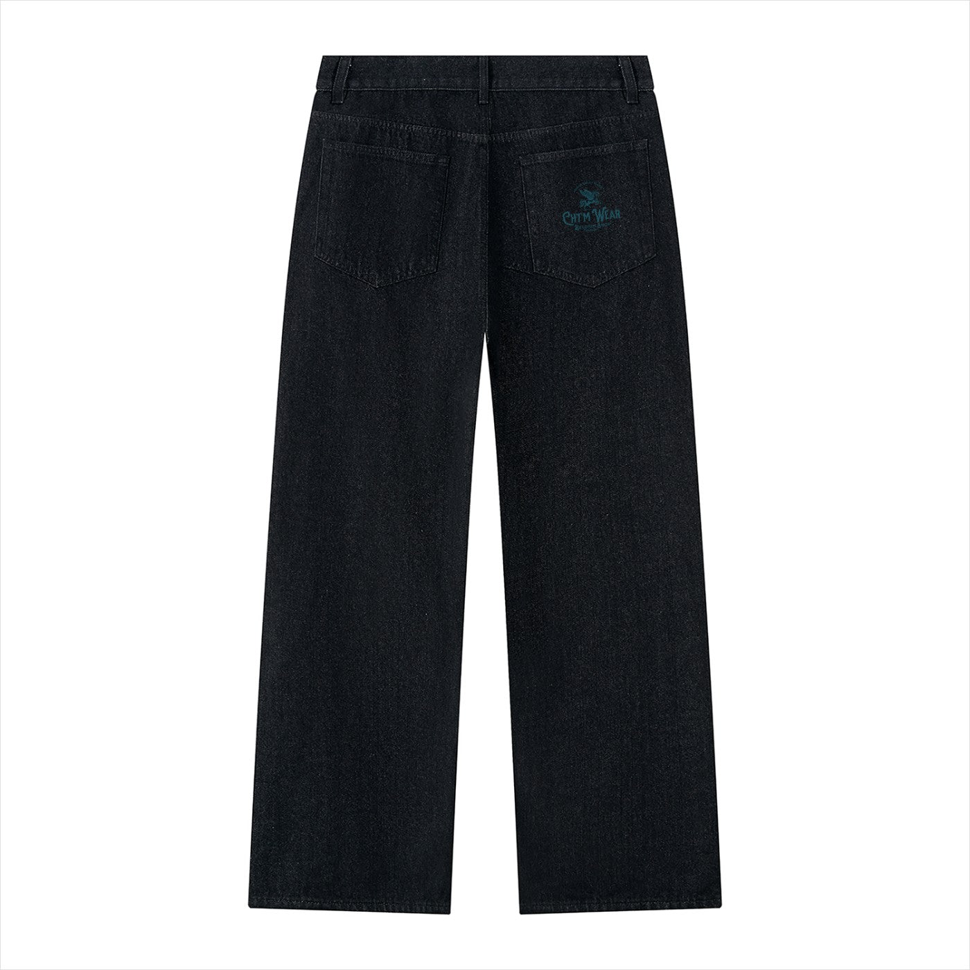 Jean wide leg noir délavé vintage vu de dos