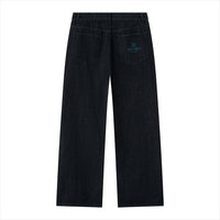 Jean wide leg noir délavé vintage vu de dos