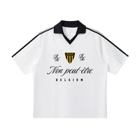 Maillot de foot streetwear original Non Peut-Être Bruxelles, vue de face à plat