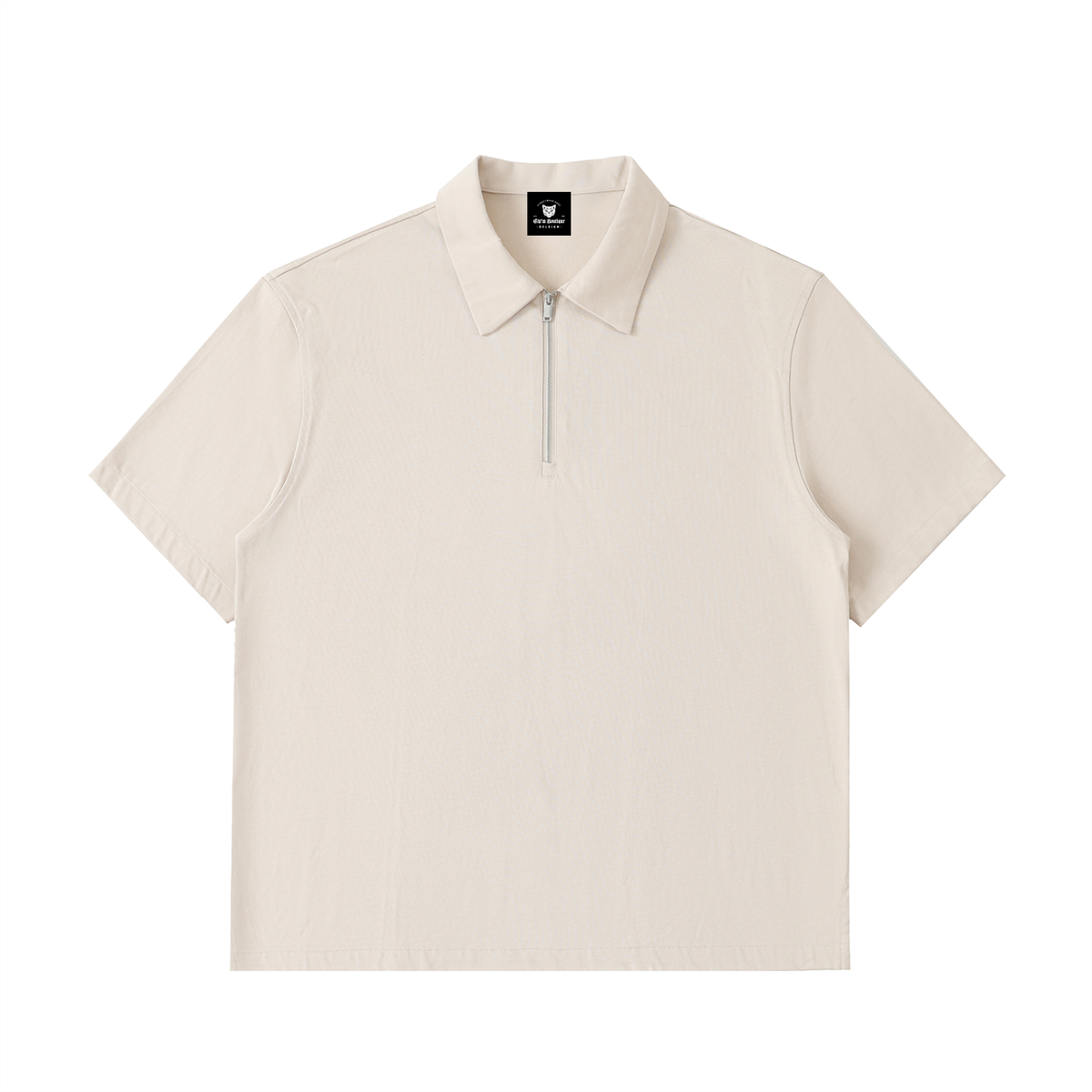 Polo demi-zip original kaki clair porté - CHT'M Boutique