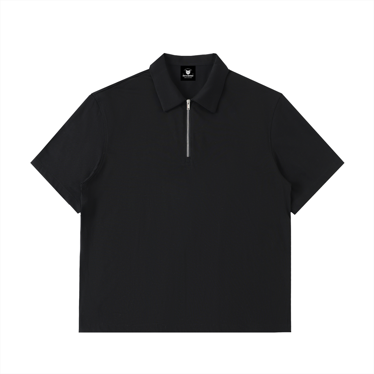 Polo demi-zip original noir porté - CHT'M Boutique