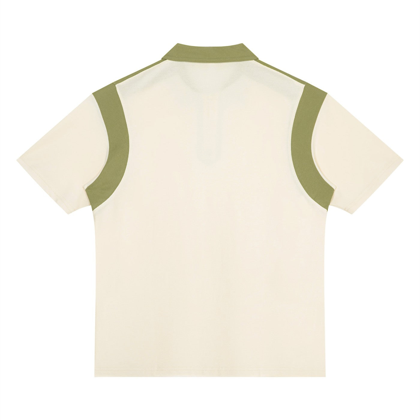 Polo zippé colorblock original abricot et vert clair CHT'M, vue de dos