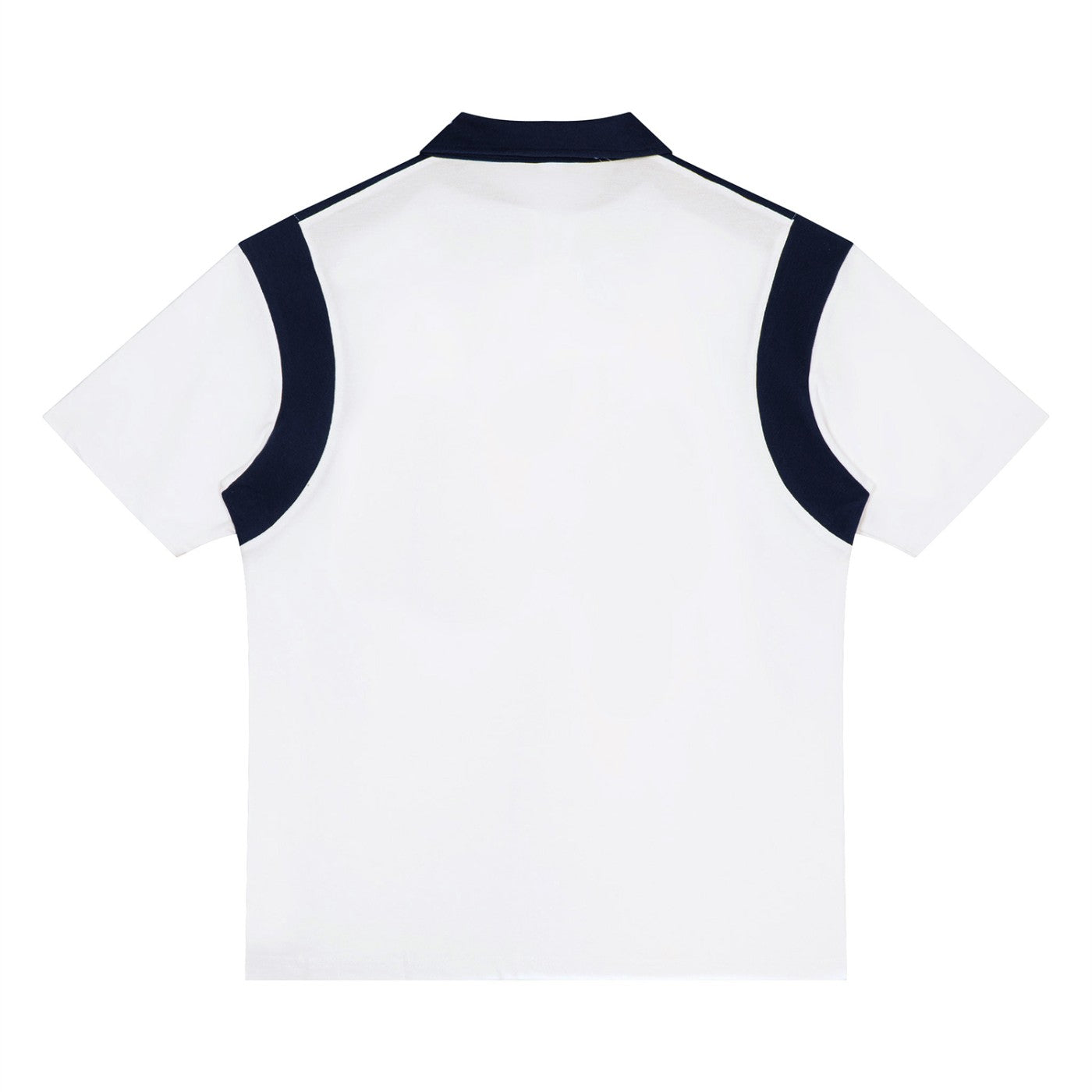 Polo zippé colorblock original blanc et bleu marine CHT'M, vue de dos