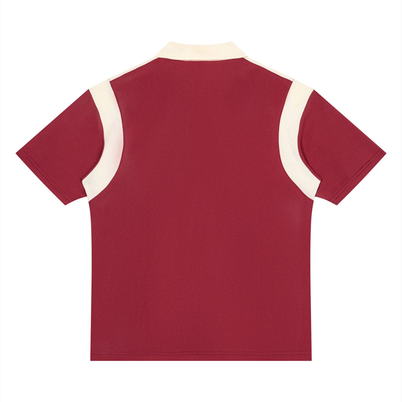 Polo zippé colorblock original bordeaux et abricot CHT'M, vue de dos