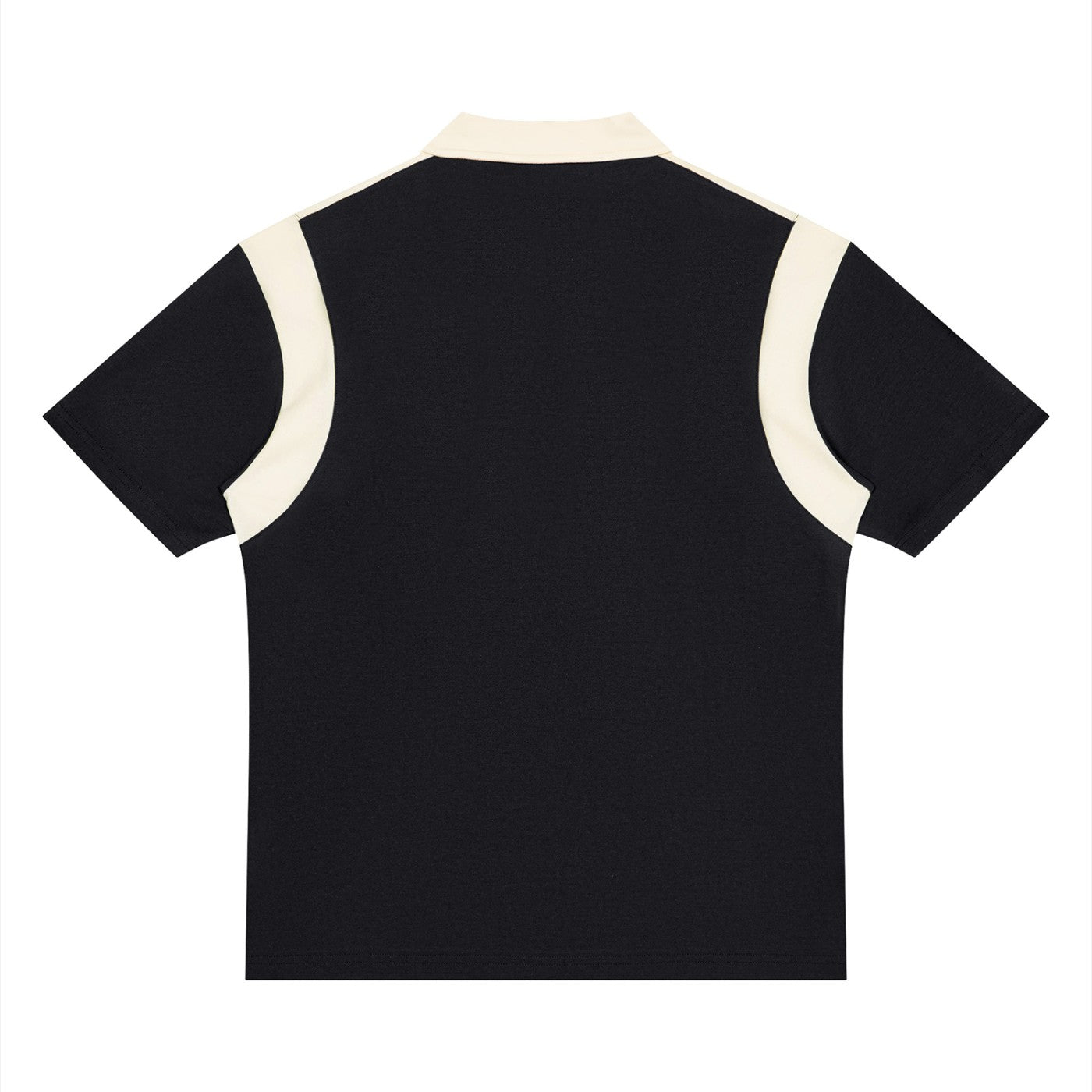 Polo zippé colorblock original noir et abricot CHT'M, vue de dos