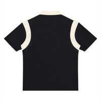Polo zippé colorblock original noir et abricot CHT'M, vue de dos