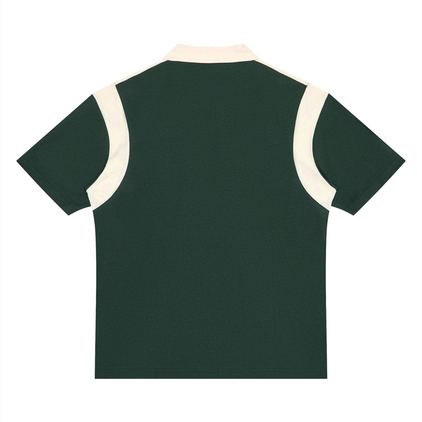 Polo zippé colorblock original vert foncé et abricot CHT'M, vue de dos