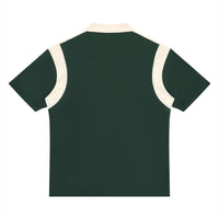 Polo zippé colorblock original vert foncé et abricot CHT'M, vue de dos
