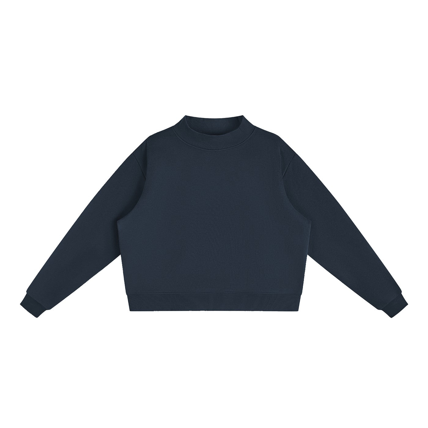 Sweat crop col montant original CHT'M bleu marine, vue de face