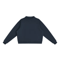 Sweat crop col montant original CHT'M bleu marine, vue de face