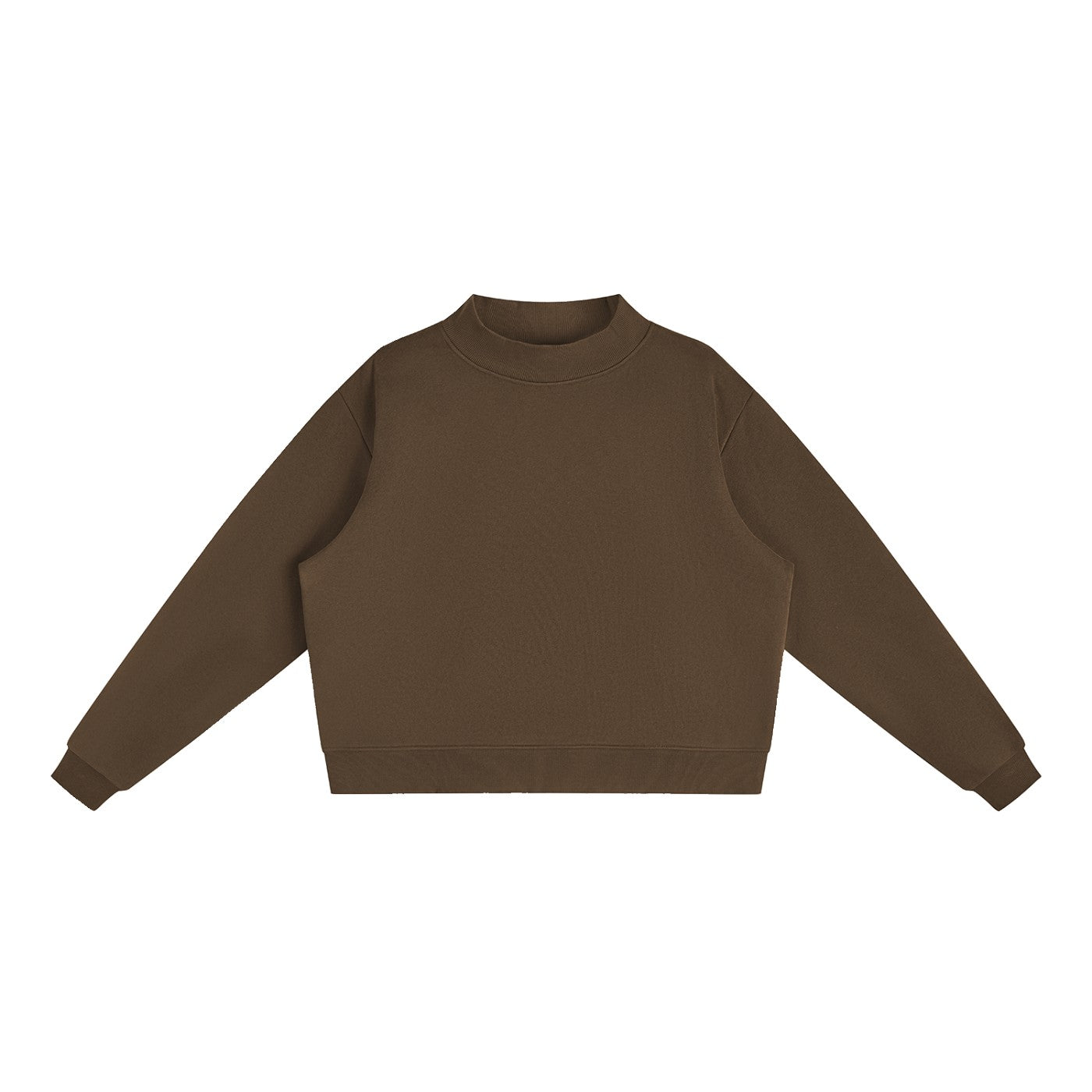 Sweat crop col montant original CHT'M marron, vue de face