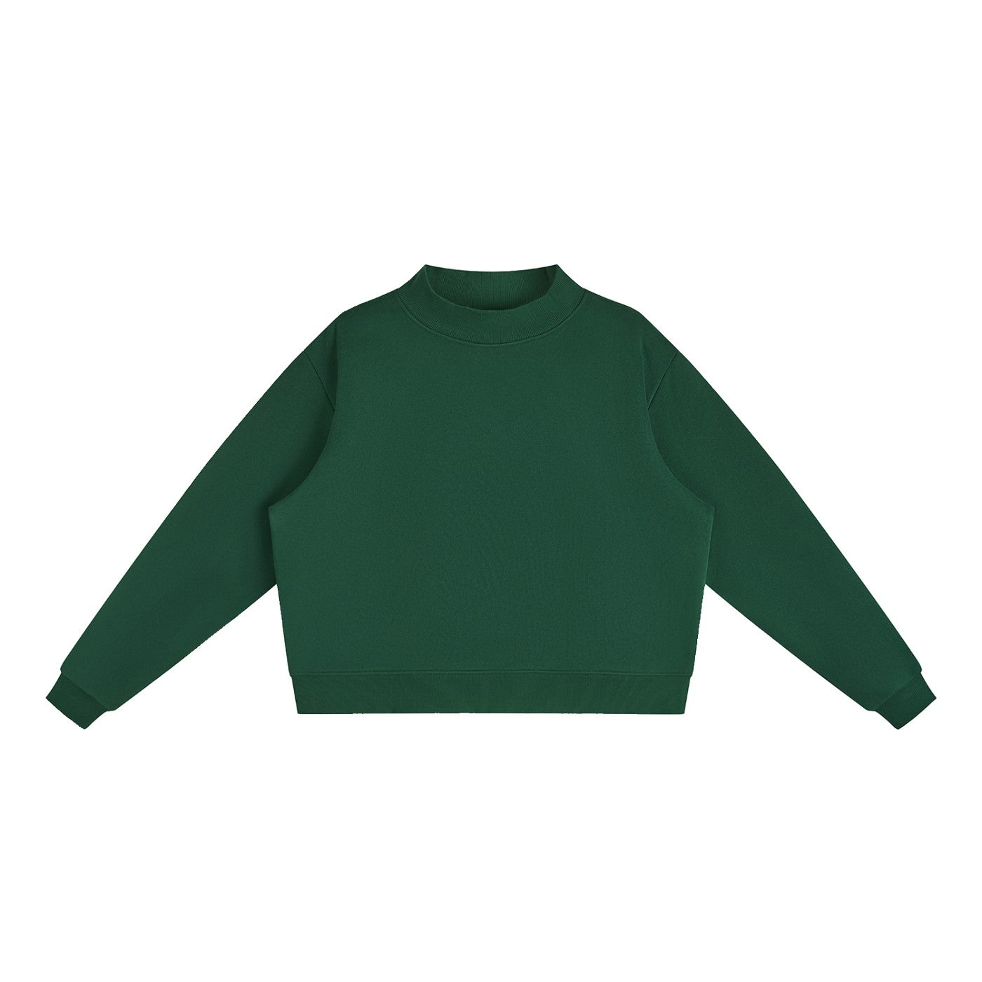 Sweat crop col montant original CHT'M vert foncé, vue de face