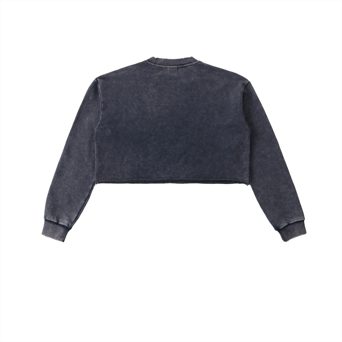 Sweat crop top femme délavé bleu vu de dos