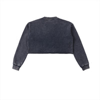 Sweat crop top femme délavé bleu vu de dos