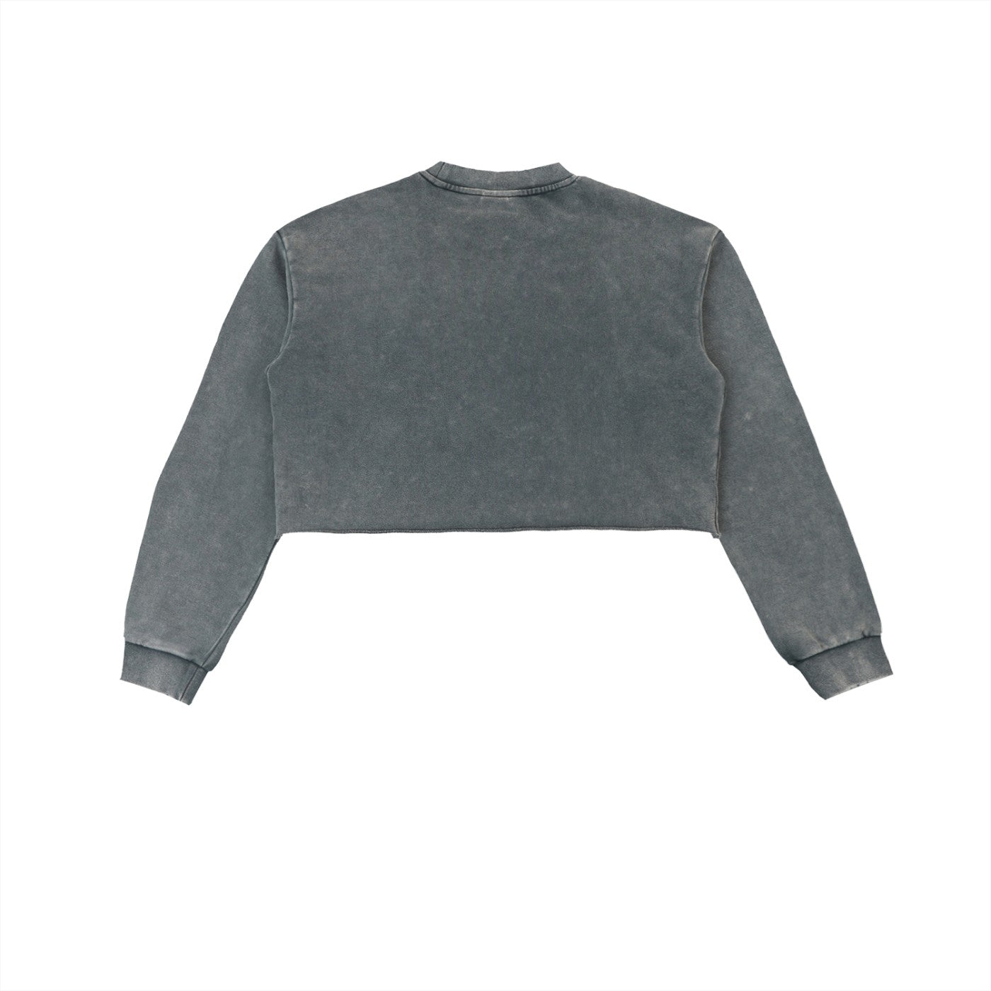 Sweat crop top femme délavé gris vu de dos