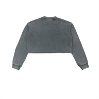 Sweat crop top femme délavé gris vu de dos