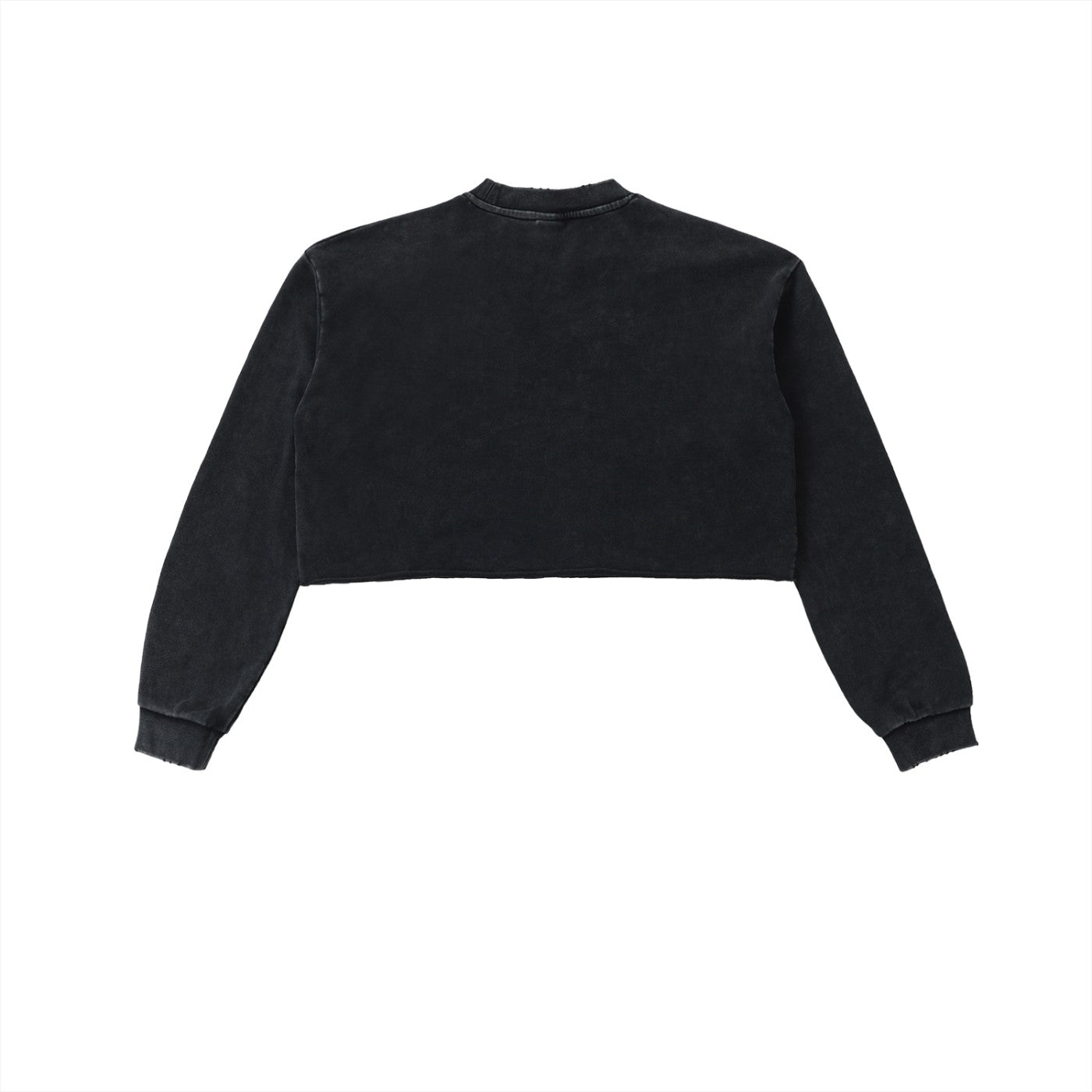 Sweat crop top femme délavé noir vu de dos