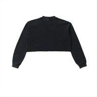 Sweat crop top femme délavé noir vu de dos