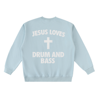 Sweat Drum and Bass bleu ciel à plat, dos avec lettrage DnB