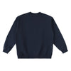 Dos du pull oversize drum and bass bleu marine, bandes contrastées aux manches