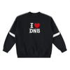 Pull oversize I LOVE DNB noir, sweat drum and bass original, vue de face