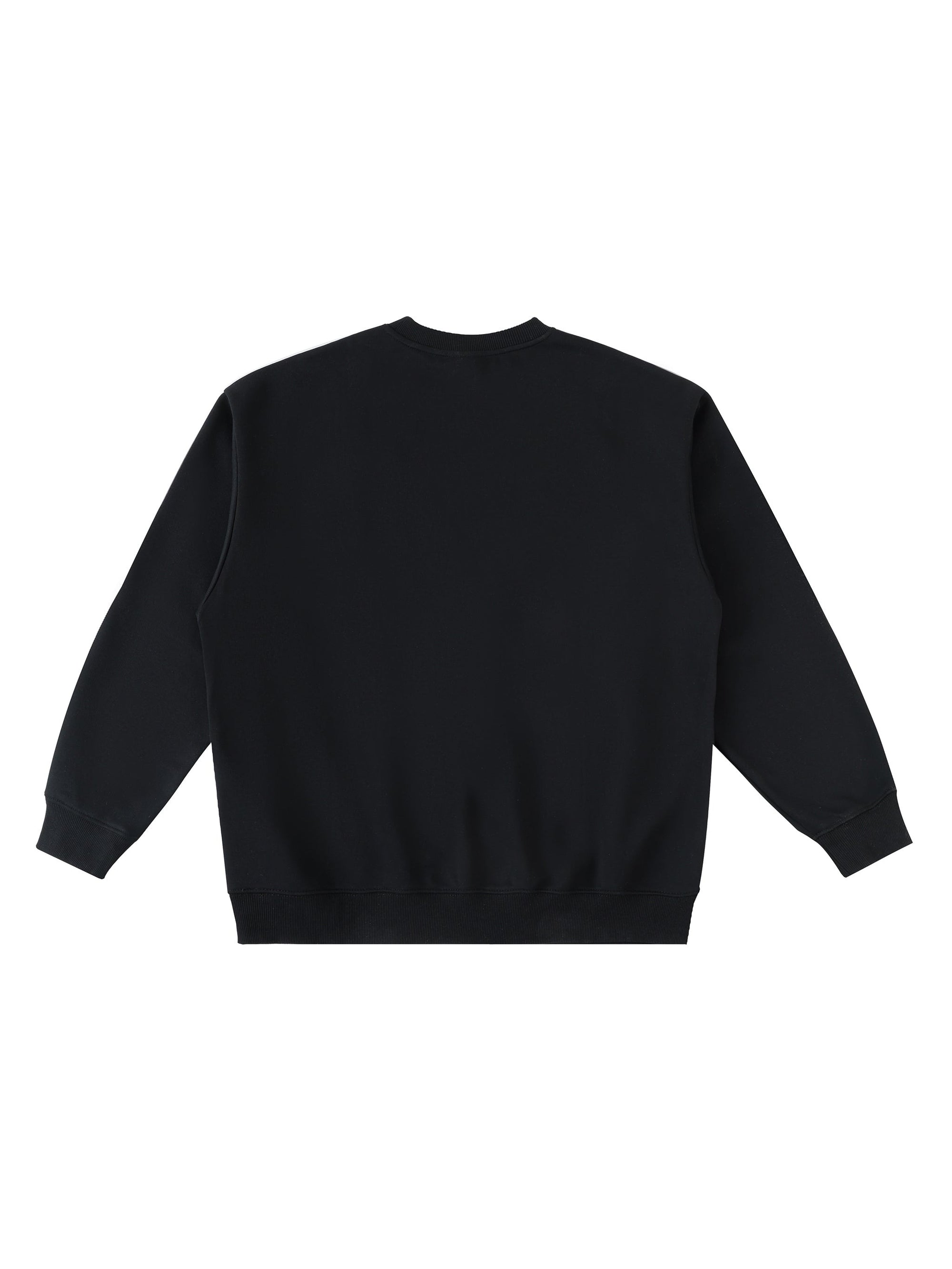 Pull oversize drum and bass noir à plat, vue de dos