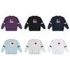 Les 6 coloris du pull oversize drum and bass I LOVE DNB : violet, noir, bleu marine, bleu ciel, gris chiné, blanc