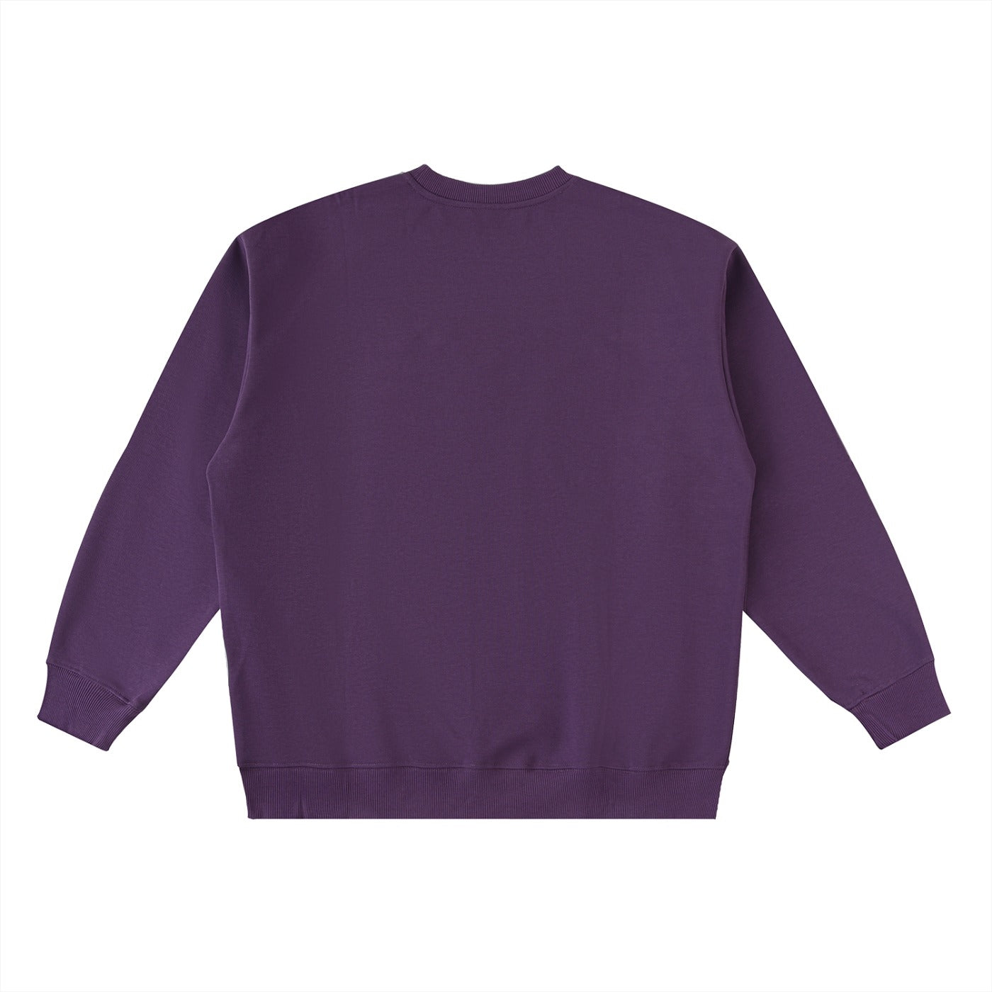 Dos du pull oversize drum and bass violet, bandes contrastées aux épaules et manches