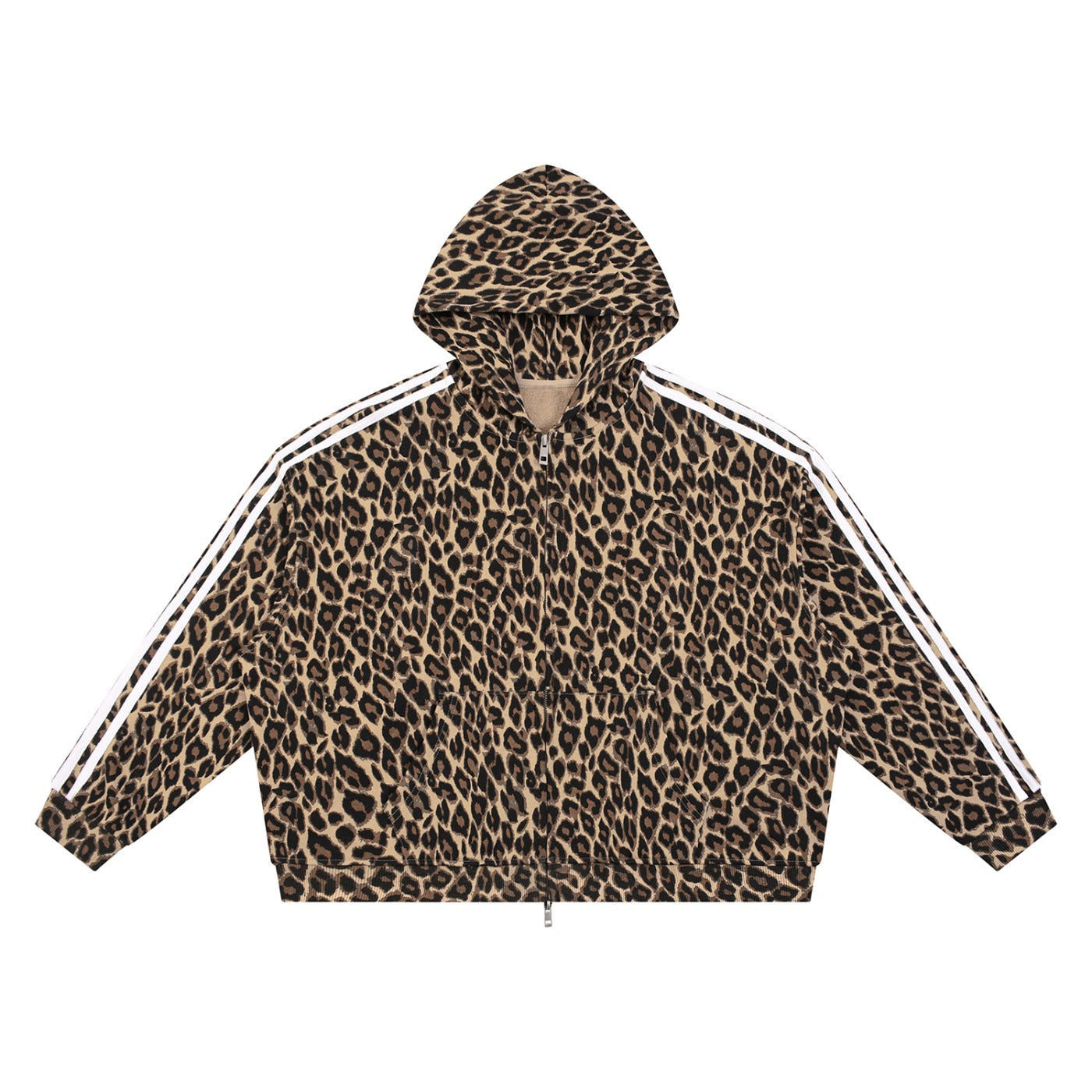 Sweat zippé léopard original brun, vue de face