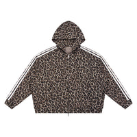 Sweat zippé léopard original taupe clair, vue de face