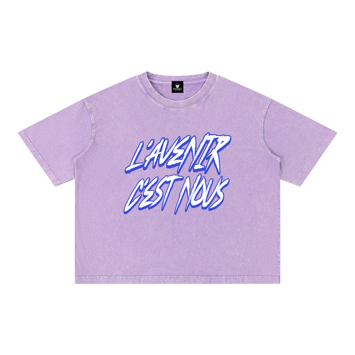 T-shirt Gen Z L'avenir c'est nous lilas, vue de face – t-shirt manif original CHT'M
