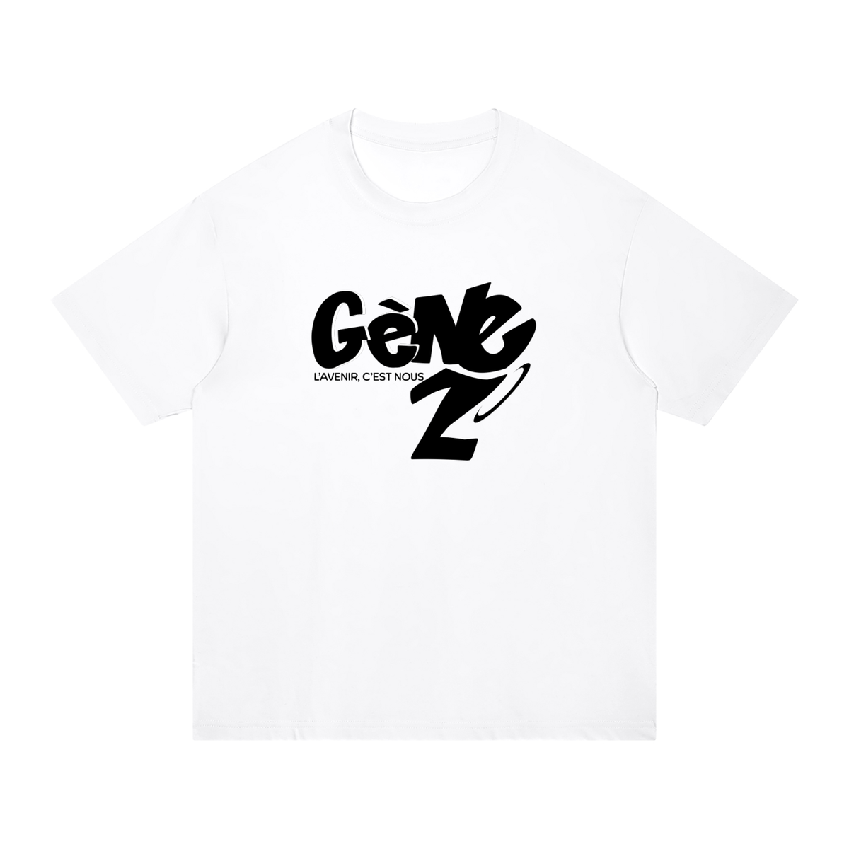 T-shirt Gen Z Gène Z – L'avenir c'est nous blanc, vue de face – t-shirt manif original CHT'M