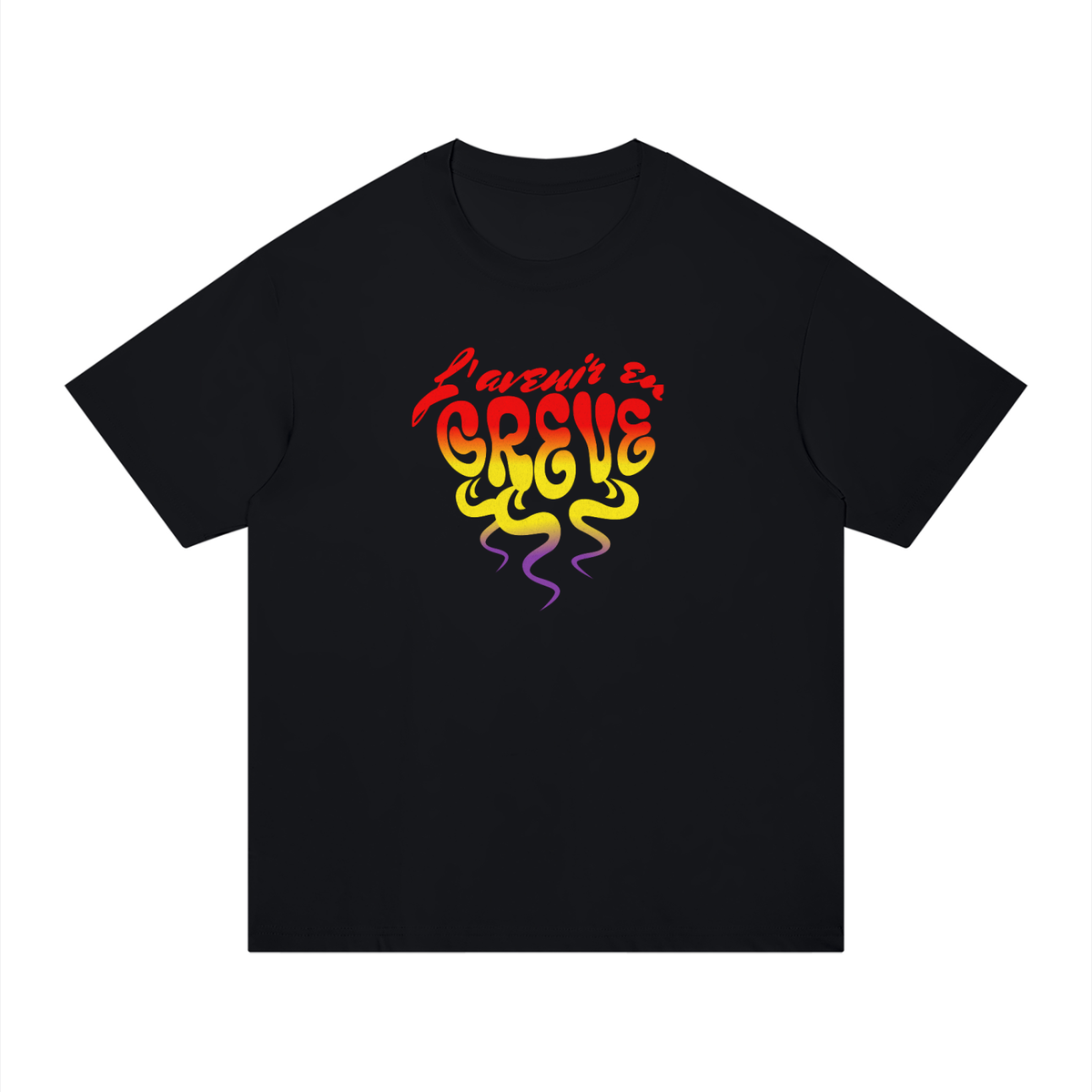 T-shirt Gen Z L'avenir en grève noir, vue de face – t-shirt manif original CHT'M