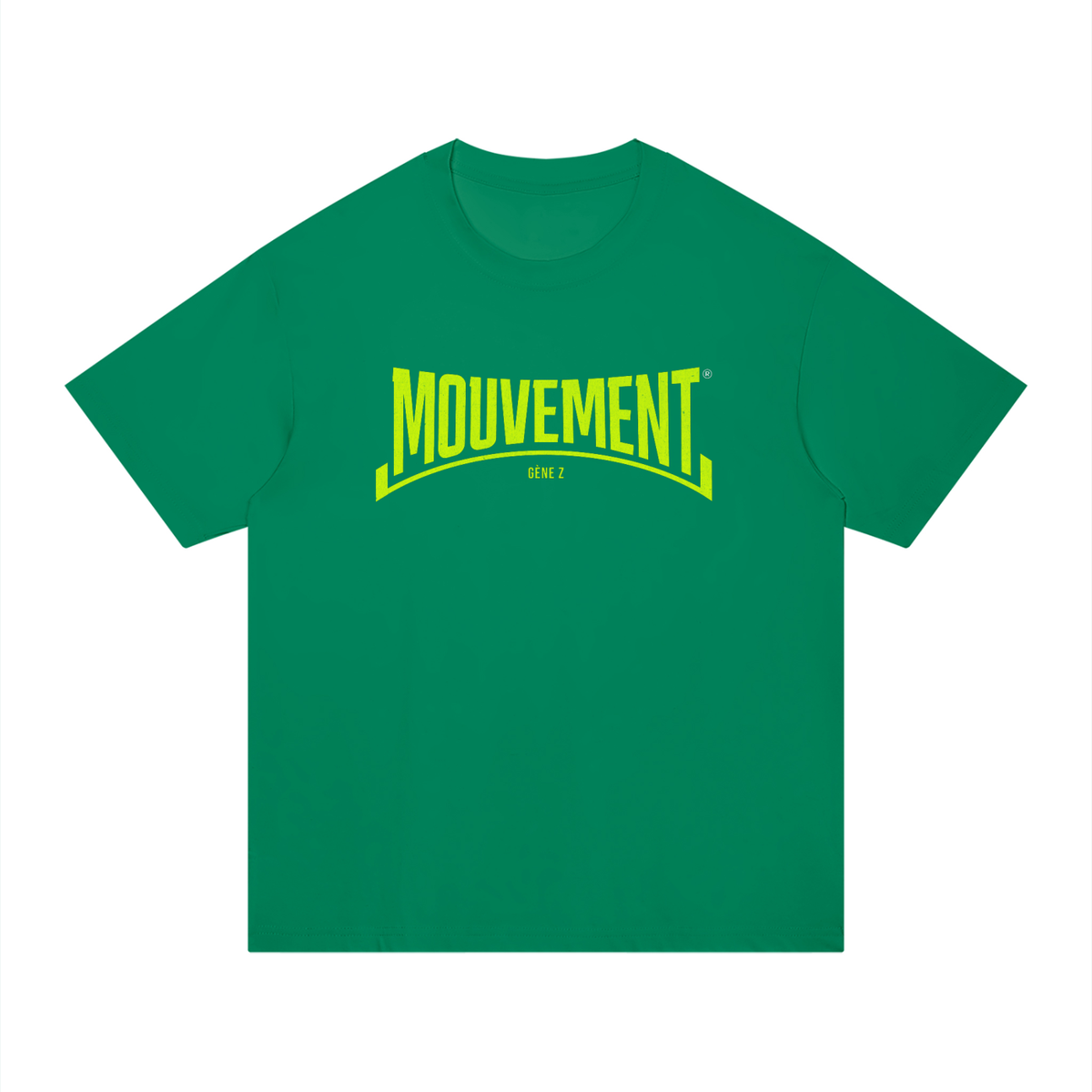 T-shirt Gen Z Mouvement Gène Z vert prairie, vue de face – t-shirt manif original CHT'M