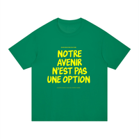 T-shirt Gen Z Notre avenir n'est pas une option vert prairie, vue de face – t-shirt manif original CHT'M