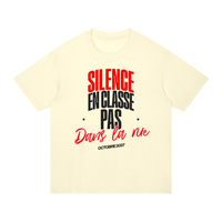 T-shirt Gen Z Silence en classe, pas dans la rue crème, vue de face – t-shirt manif original CHT'M