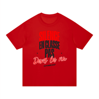 T-shirt Gen Z Silence en classe, pas dans la rue rouge, vue de face – t-shirt manif original CHT'M
