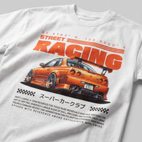 Détail de l'imprimé Street Racing - voiture de course japonaise orange et katakana