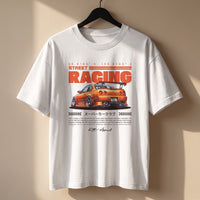 T-shirt oversized enfant Street Racing blanc sur cintre - voiture de course japonaise
