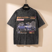 T-shirt oversized enfant Tokyo Drift noir sur cintre - imprimé coupé japonais et kanji