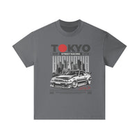 T-shirt oversized enfant gris carbone Tokyo Street Racing vu de face