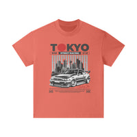 T-shirt oversized enfant rouge corail Tokyo Street Racing vu de face