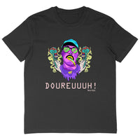 T-shirt Dour Festival noir à plat, design psychédélique DOUREUUUH ! Since 2001 en entier