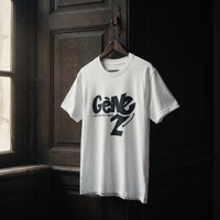 T-shirt Gen Z blanc « L'avenir c'est nous » sur cintre en bois – t-shirt manif original CHT'M