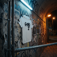 T-shirt Gen Z blanc « L'avenir c'est nous » scotché sur un mur de tunnel tagué – t-shirt manif pas cher CHT'M