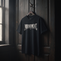 T-shirt Gen Z noir « Mouvement » logo blanc sur cintre en bois – t-shirt manif original CHT'M